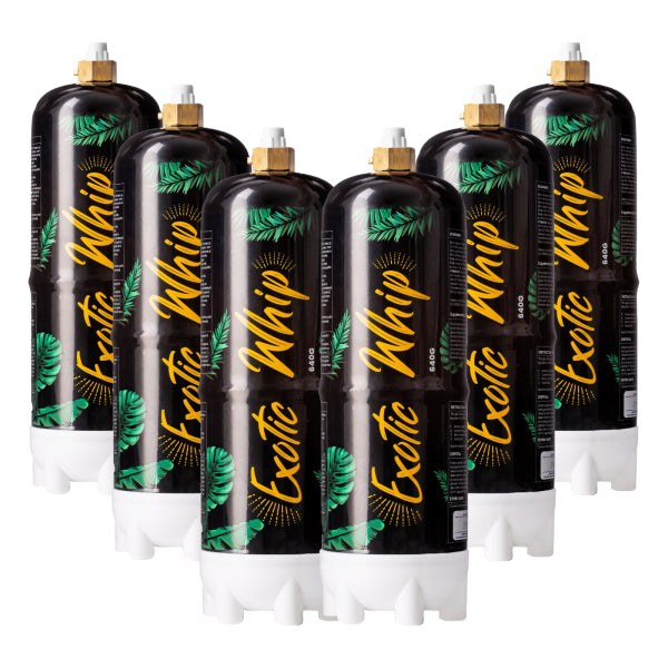 Exotic Whip Cream Chargers – Original Flavorless N2O Tanks – 640G.   6-Piece Box