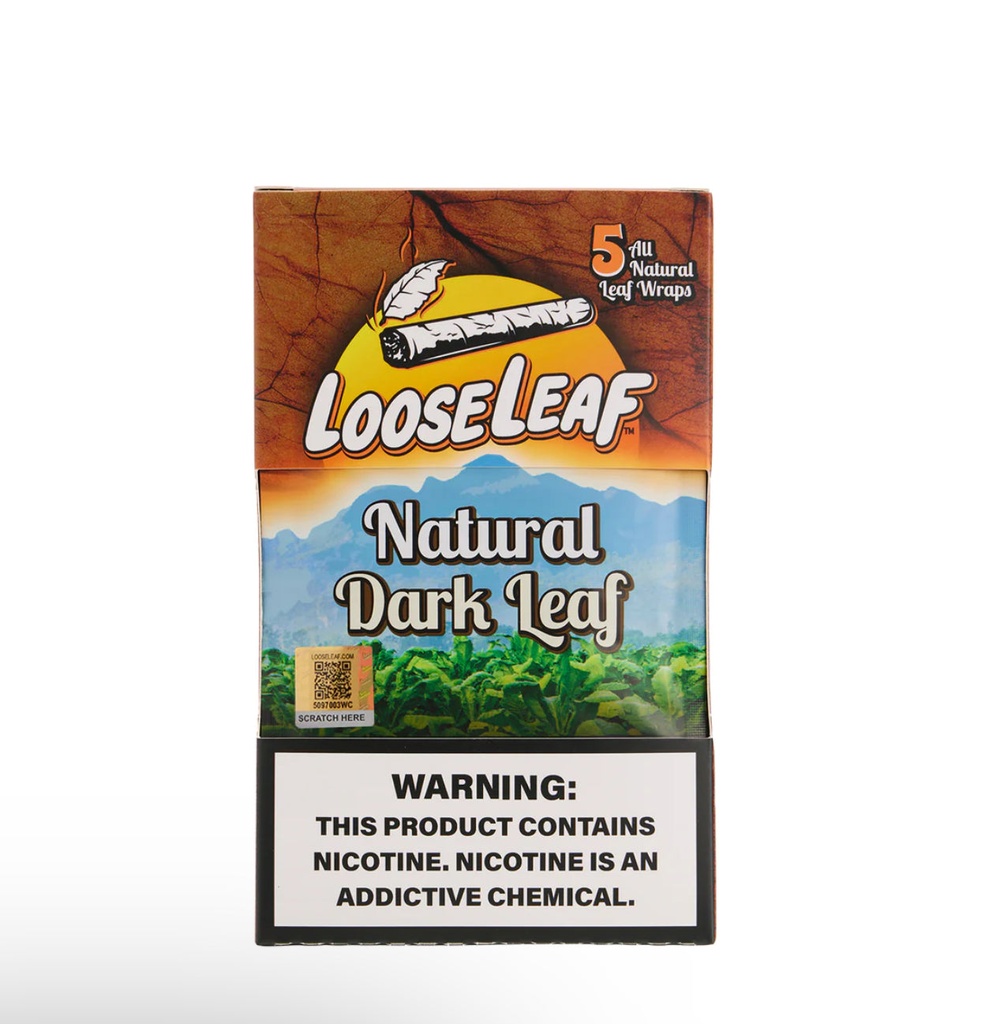 LOOSELEAF NATURAL DARK LEAF WRAPS.  8-5 packs (40 count)