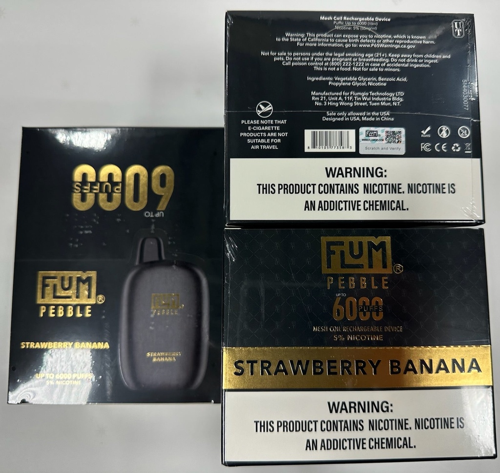 Flum Pebble Strawberry Banana 10-Piece Box