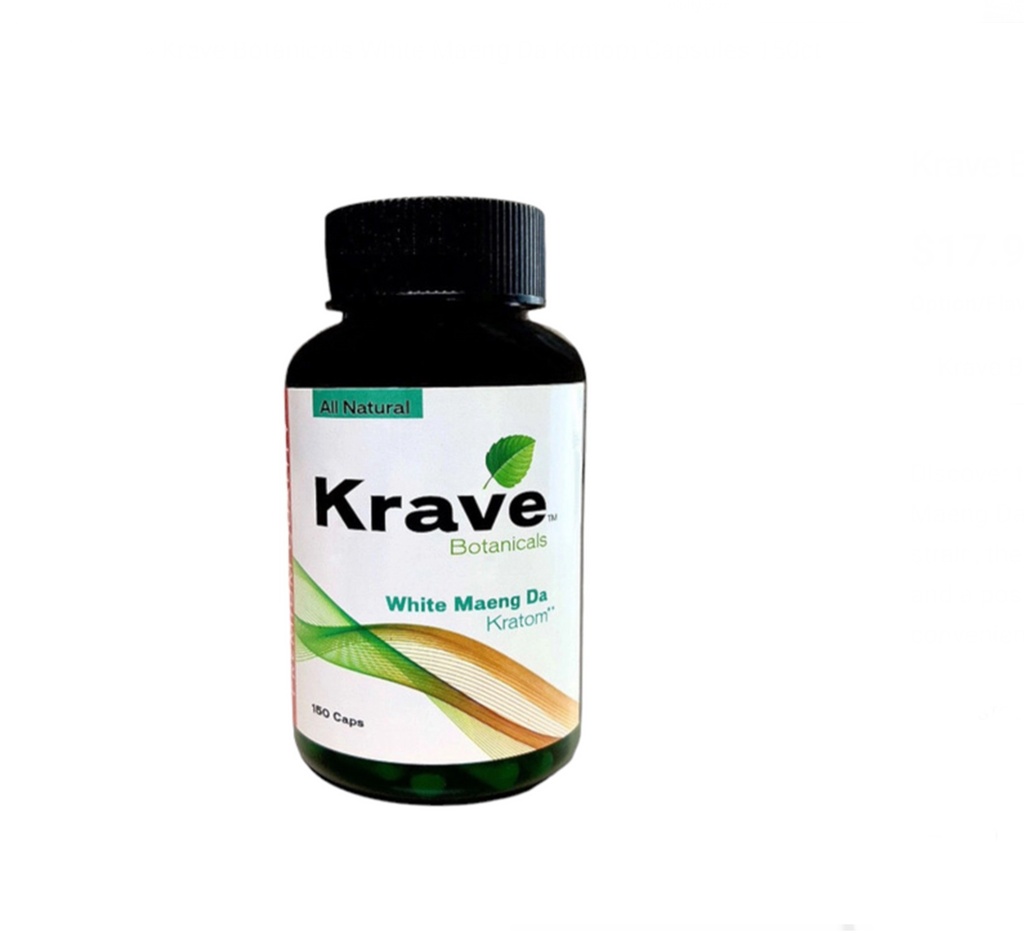 Krave Botanicals White Maeng Da Kratom Capsules 500ct