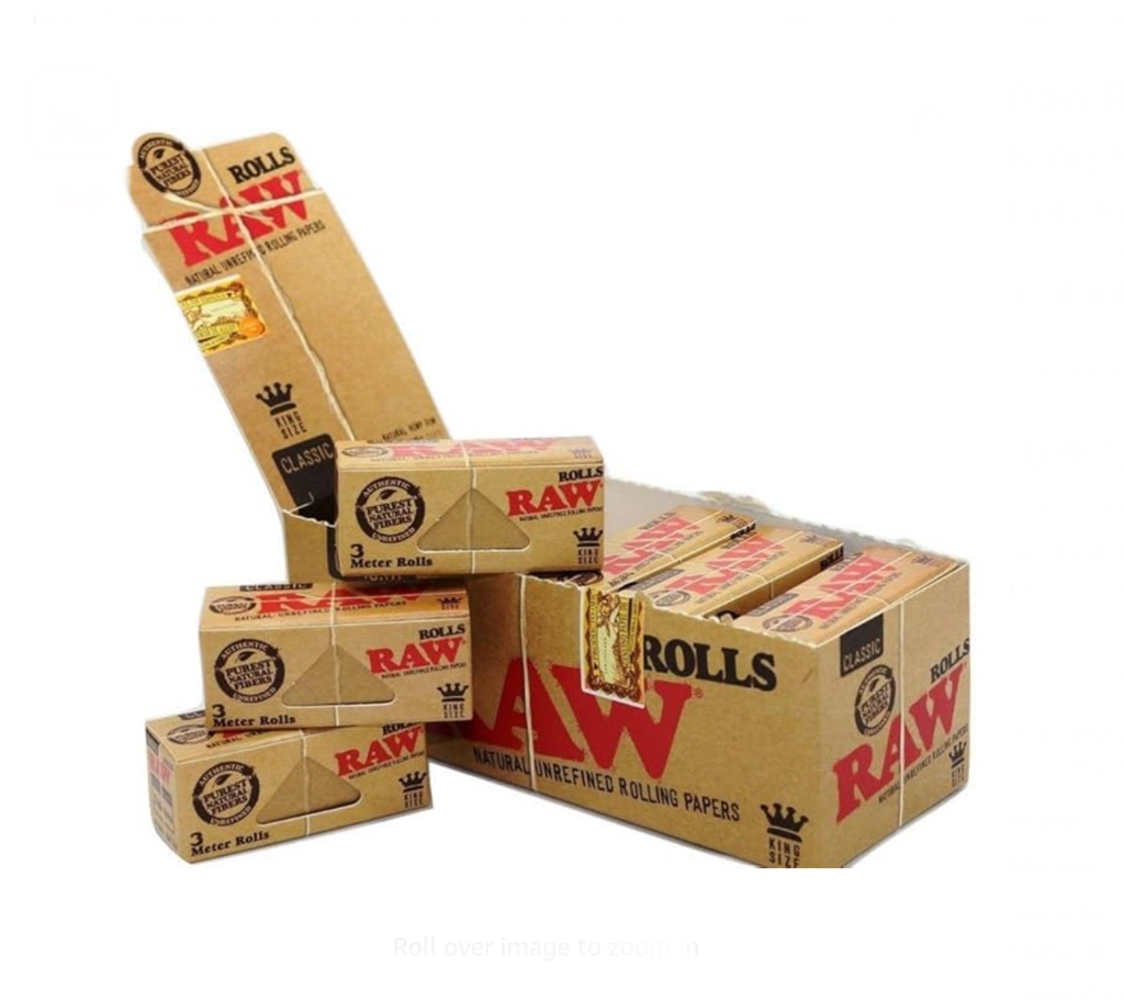 RAW Rolls Classic Rolling Paper King Size 3 Meter Box of 12 Pack