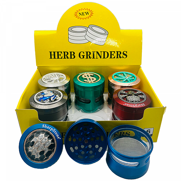 4-Part Stainless Steel 63mm Herb Grinders 6 SET GR10