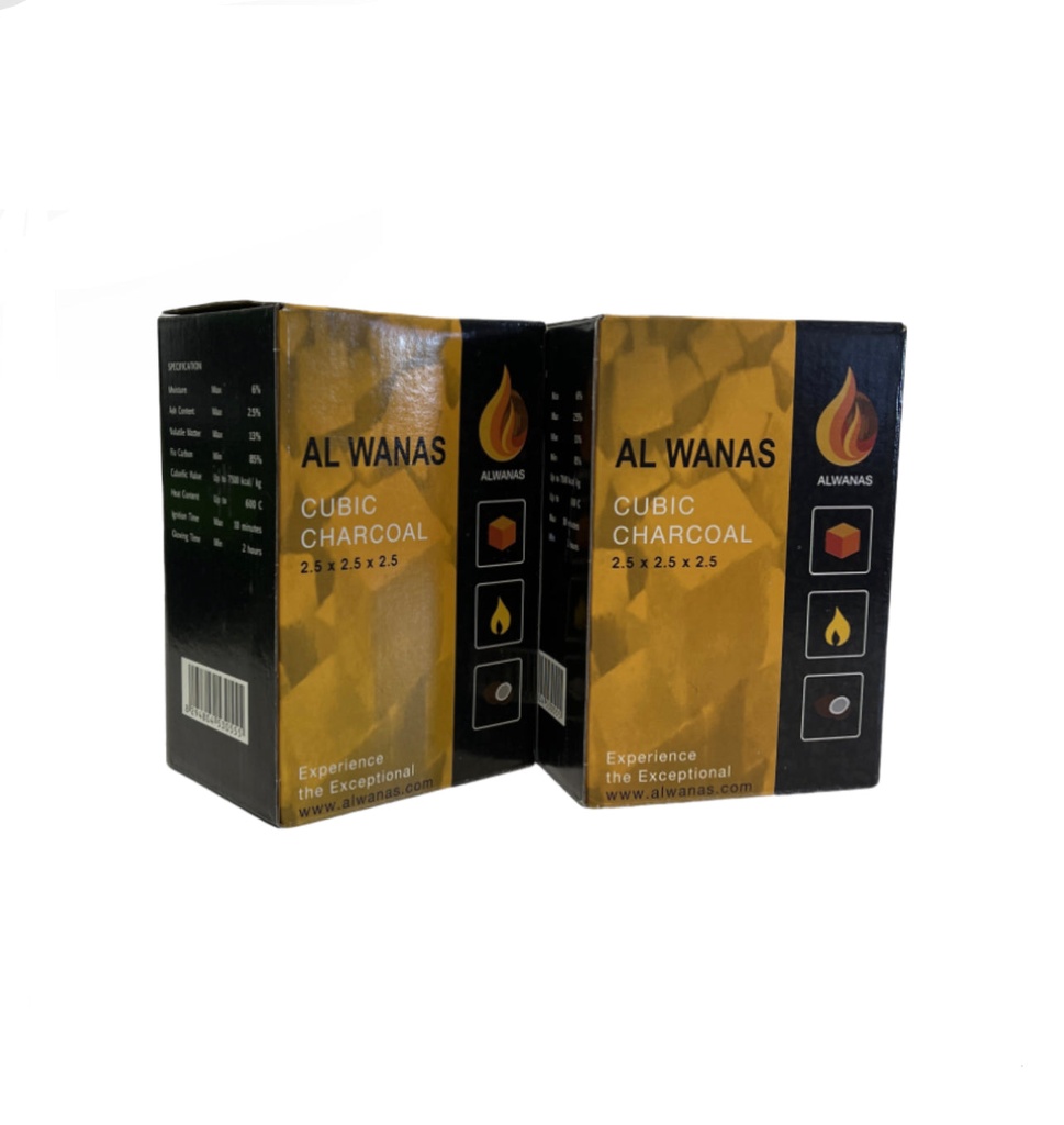 Al WANAS 1kg Cubic Charcoal. Eco-Friendly Chemical Free & 100% Natural Glowing Heat For the perfect experience Long Lasting Up to 120 minutes of smoking