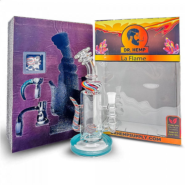 Bent Neck Reversal Shower Head Perc with Candy Cane Swirls Spotted LA-FLAME. Multi Color