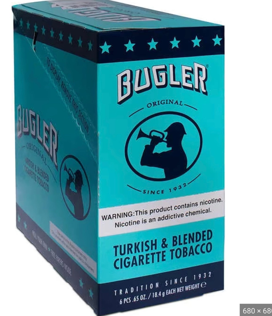 Bugler Original Cigarette Tobacco, Turkish & Blended, 0.65 oz, 6 Pieces