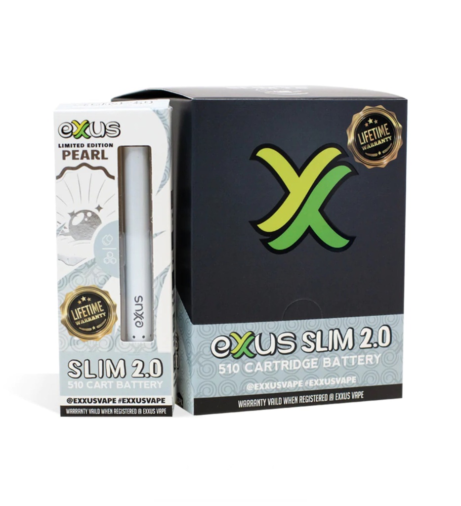 Exus Slim VV 2.0 Pearl .510 Cartridge Battery. 12-Piece Box