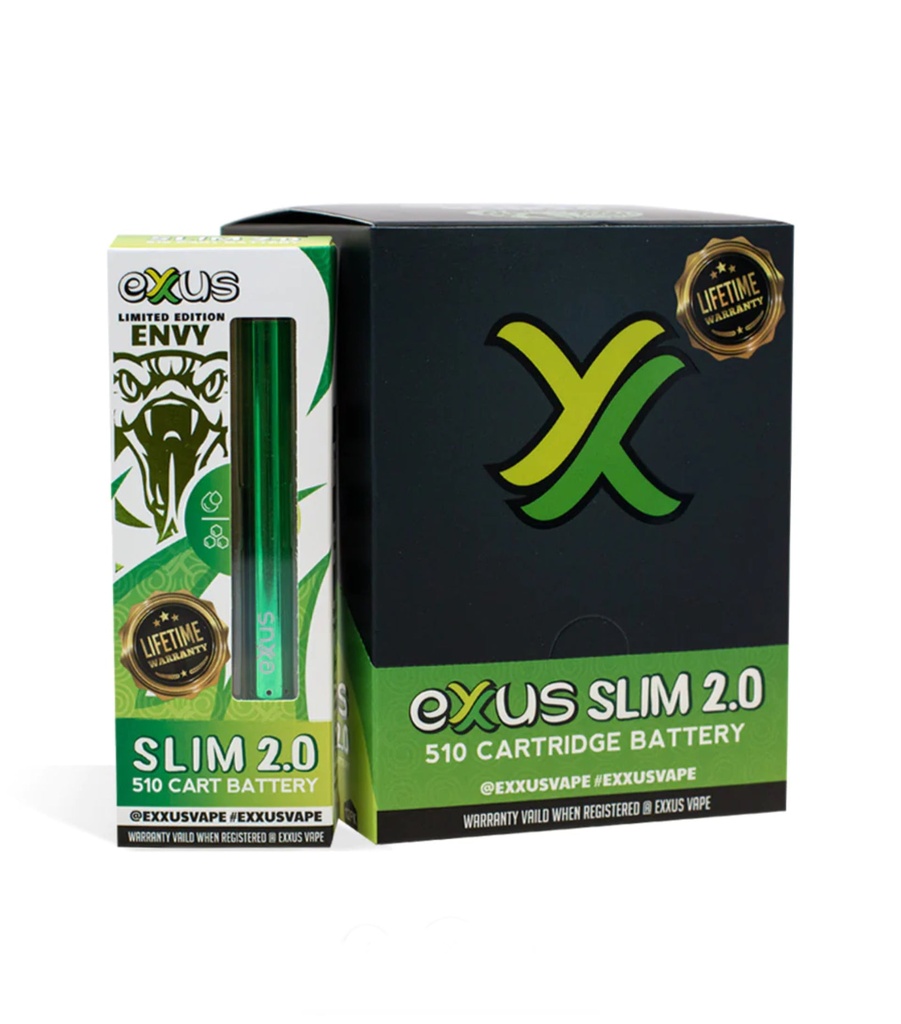 Exus Slim VV 2.0 Envy .510 Cartridge Battery. 12-Piece Box