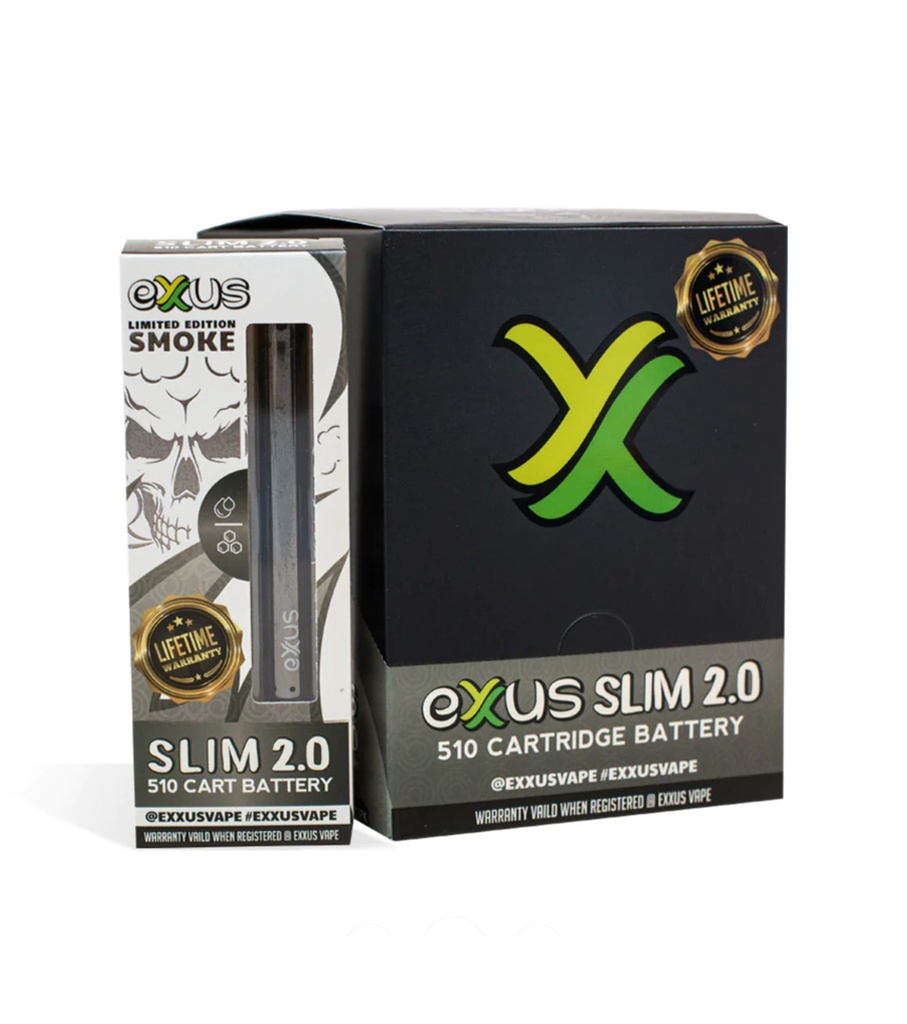 Exus Slim VV 2.0 Smoke .510 Cartridge Battery. 12-Piece Box