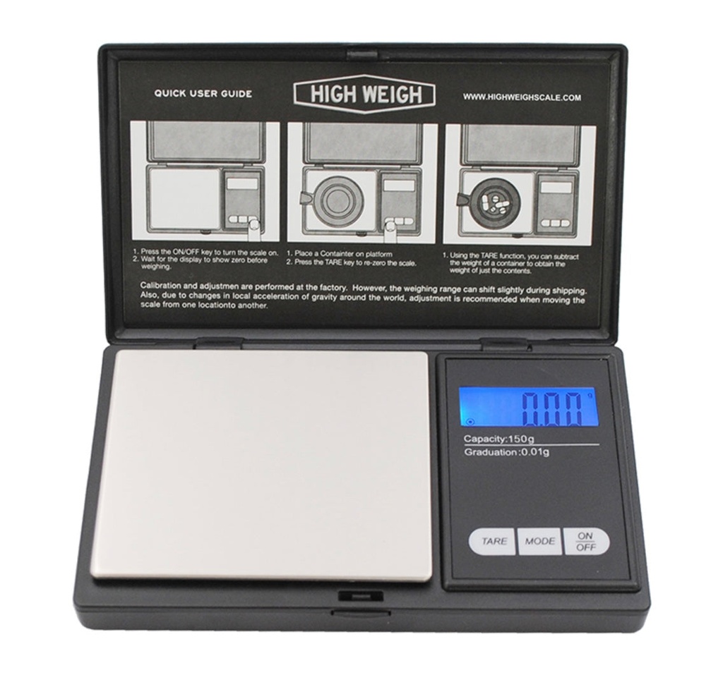 High Weigh VBR-150 Pocket Scale 150x.01g Silver / Blue