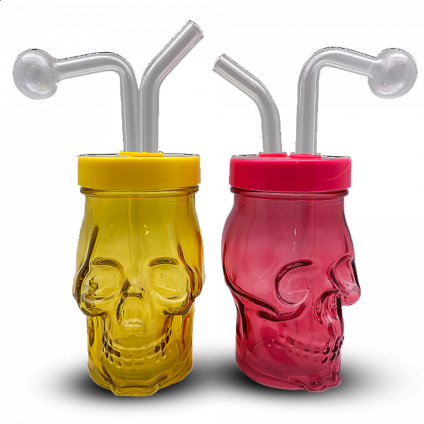 Open Lid Jar Skull Head Oil Bubbler for Easy Clean OBB09 Mixed