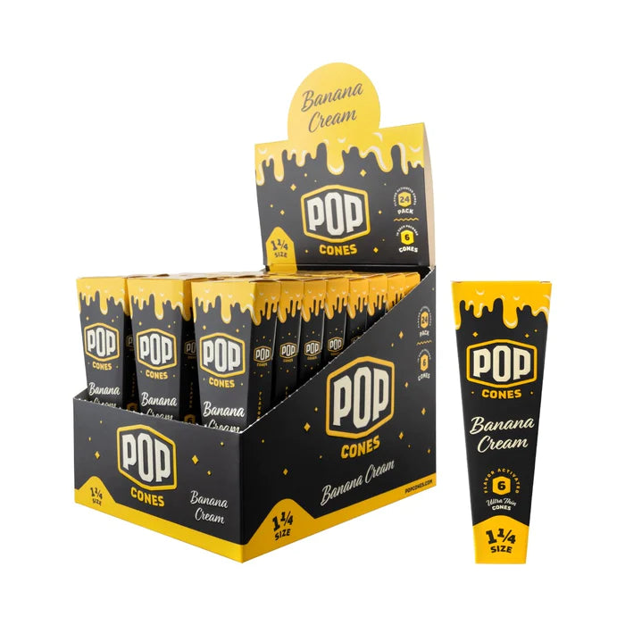 Pop Cones - 1 1/4" Size Terpene Cones - Banana Cream 6 cone pack 24-Piece Box