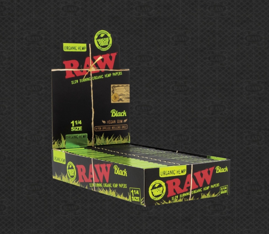 RAW Black Organic Hemp. 1 1/4. 24-Piece Box