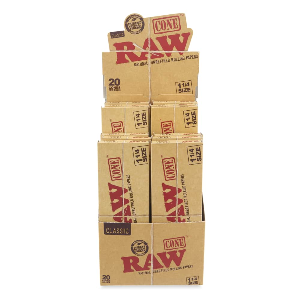 Raw Cones 1 1/4. 20-ct packs. 12-Piece Box