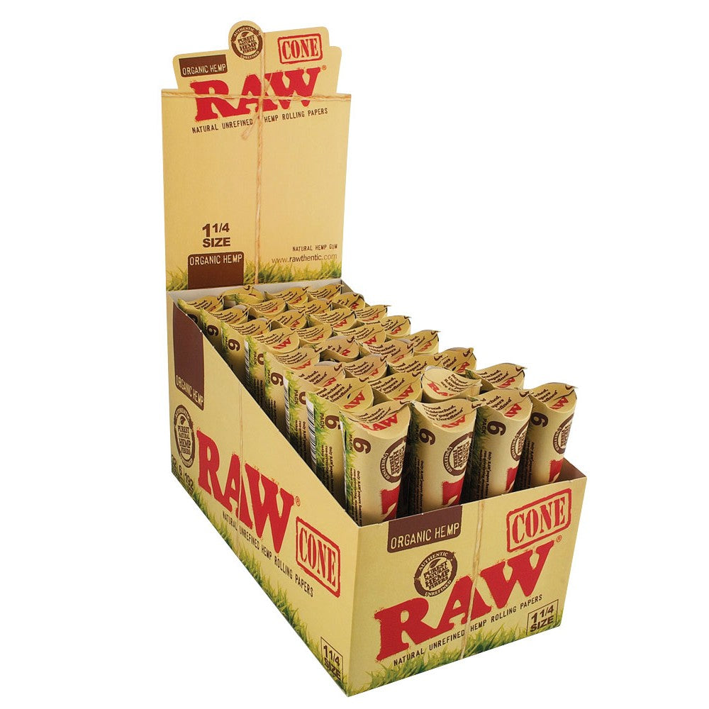 Raw Cones Organic 1 1/4. 6-per pack. 32-Piece Box