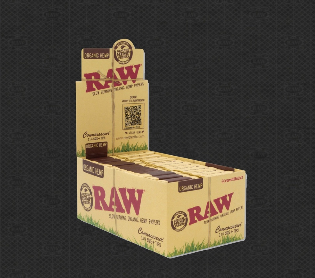 RAW Organic Hemp Connoisseur 1. Plus tips 24-Piece Box