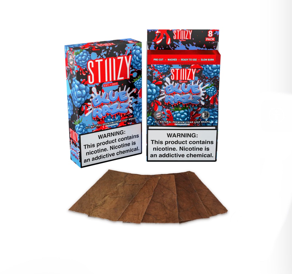 STIIIZY ALL NATURAL PREMIUM CIGAR LEAF WRAPS - BLUE RAZZ