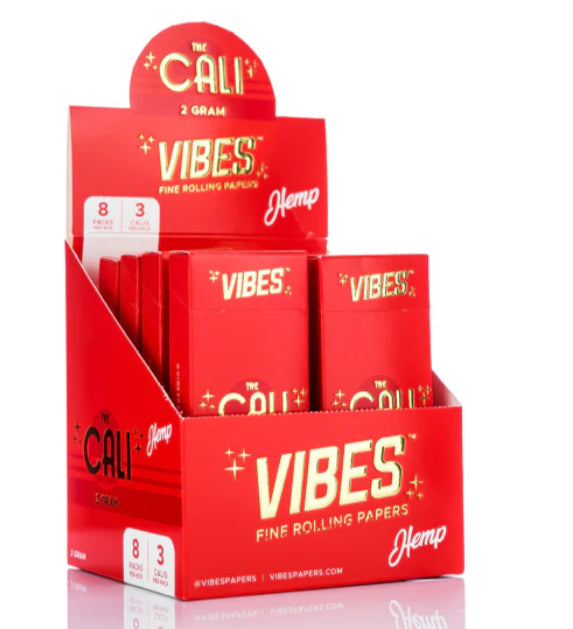 VIBES THE CALI 2 GRAM HEMP FINE ROLLING PAPERS 8 PACKS PER BOX 3 CALIS PER PACK