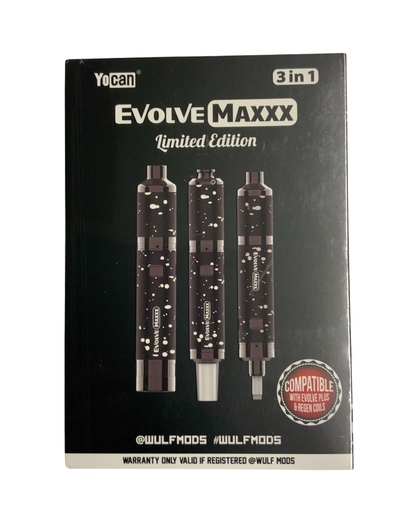 WULF MODS YOCAN EVOLVE MAXXX 3 in 1 VAPORIZER. Compatible with Evolve Plus & Regen Coils. Black-White Spatter