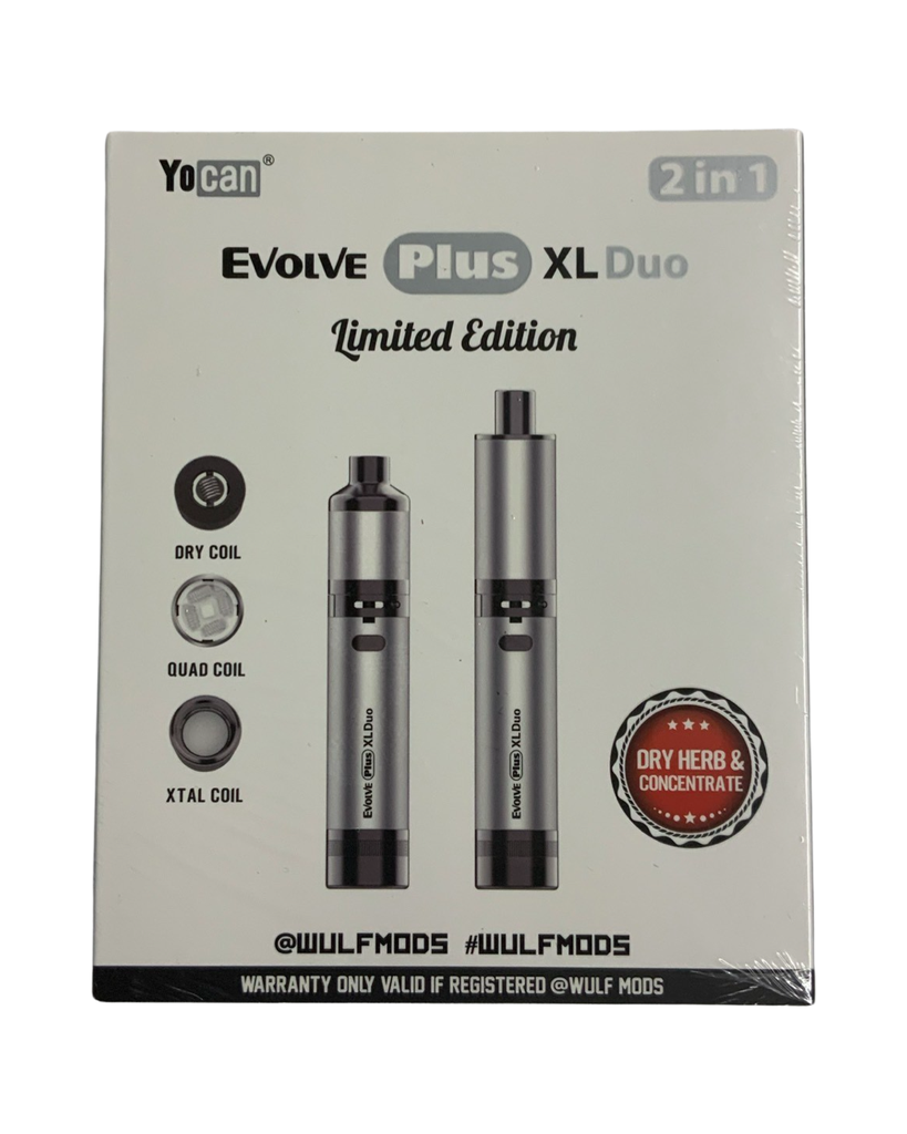 WULF MODS YOCAN EVOLVE PLUS XL DUO 2 in 1 VAPORIZER. Dry Herb & Concentrate. Silver