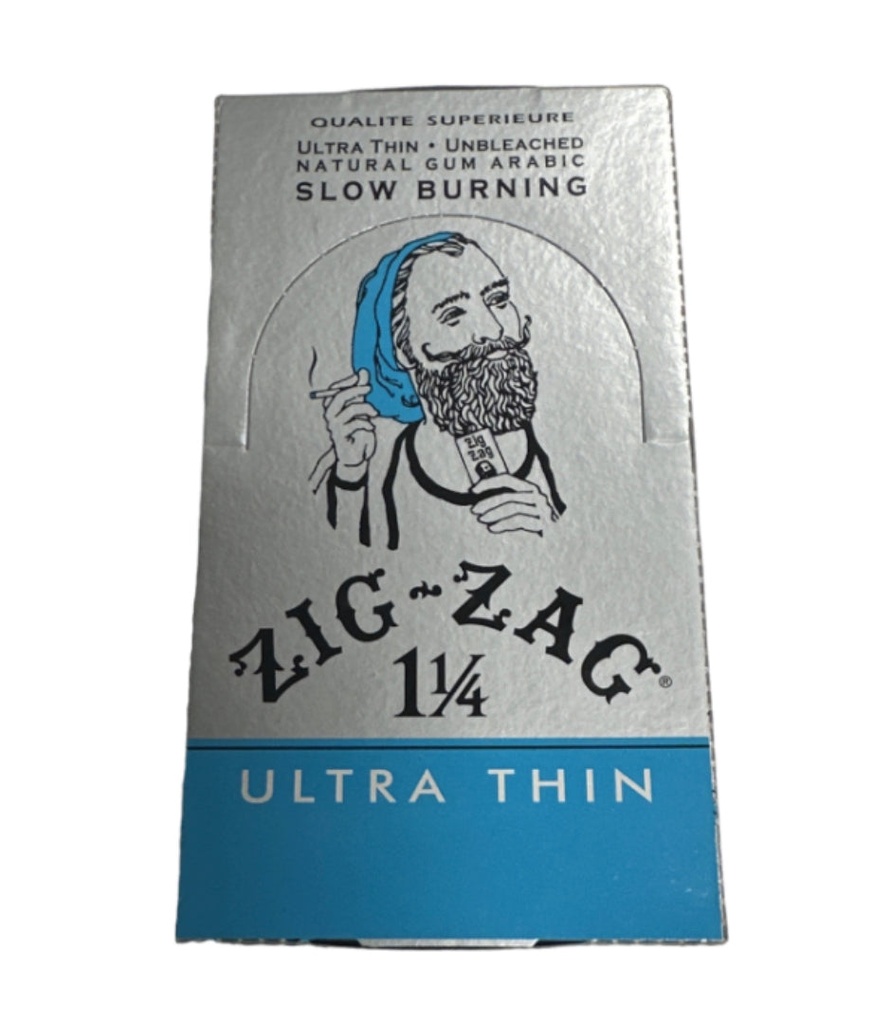 ZIG-ZAG QUALITE SUPERIEURE ULTRA THIN UNBLEACHED NATURAL GUM ARABIC SLOW BURNING CIGARETTE PAPERS 1 1/4 size 24 BOOKLETS