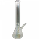 16 Tall Iridescent Glass on Glass Silver Fumed Beaker Bong wp115